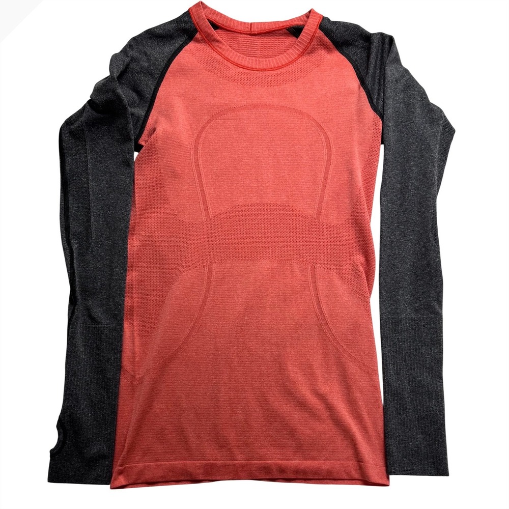 Lululemon Swiftly Tech Long Sleeve Crew Coral Grey Running‎ Top Womens Small